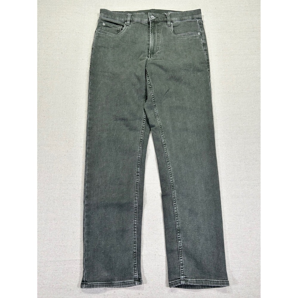 FAHERTY Men's 31 Stretch Green Denim Jeans Straight Leg Comfort Fit